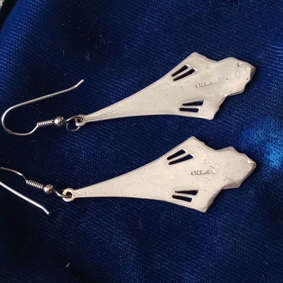 Sterling Silver Art Deco Vintage Style Long Dangle Earrings - Picture 6 of 14